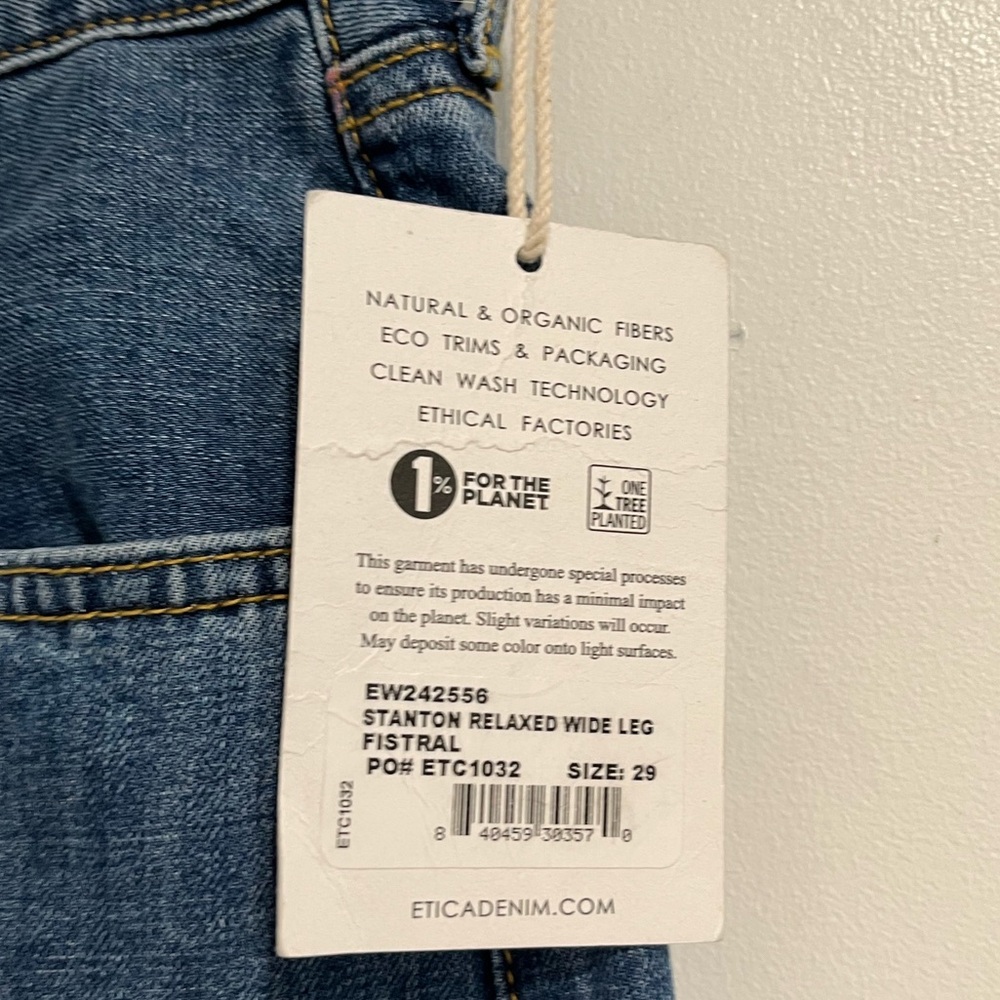 Etica Stanton Wide Leg Denim Jeans Sz. 29 NWT - Picture 5 of 13